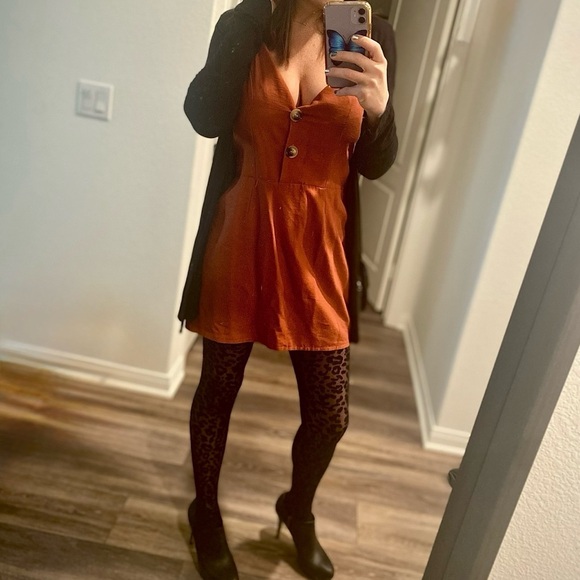 Cute Rust Orange Button-Down Dress - Picture 4 of 4